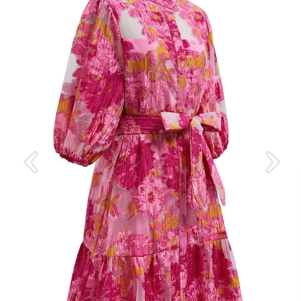 Chicwish Pink & Yellow Floral Tie-Waist Dress - Picture 7 of 8